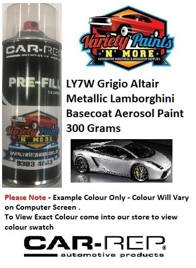 LY7W Grigio Altair Metallic Lamborghini Basecoat Aerosol Paint 300 Grams