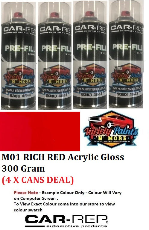 M01 RICH RED Acrylic Gloss 300 Gram (4 X 300 GRAMS CANS DEAL)