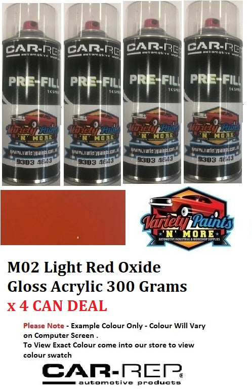 M02 Light Red Oxide Acrylic Gloss 300 Gram (4 X CANS DEAL)