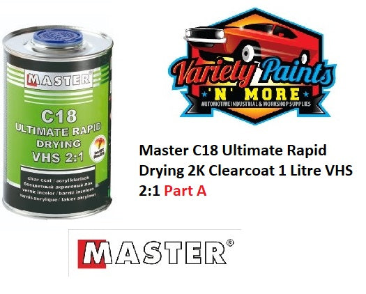 Master C18 Ultimate Rapid Drying VHS Clear Coat C18 2:1 1 Litre