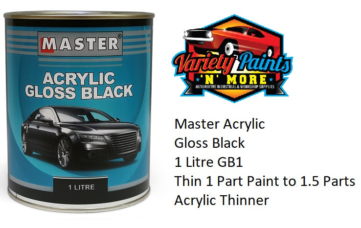 Master Acrylic Gloss Black 1 Litre GB1
