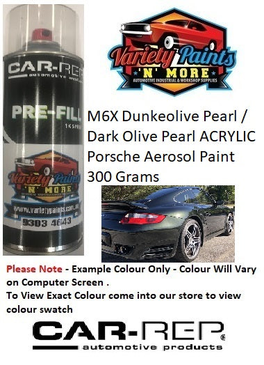 M6X Dunkeolive Pearl / Dark Olive Pearl ACRYLIC Porsche Basecoat Aerosol Paint 300 Grams