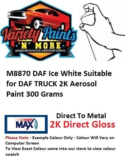 M8870 DAF Ice White Suitable for DAF TRUCK 2K Aerosol Paint 300 Grams