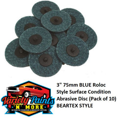3" 75mm BLUE Roloc Style Surface Condition Abrasive Disc (Pack of 10) BEARTEX STYLE