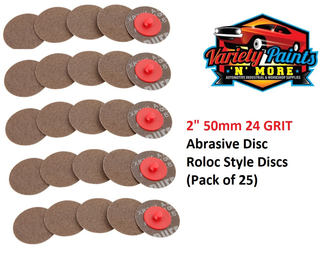 2" 50mm Roloc Style 24 GRIT Abrasive Disc (Pack of 25)