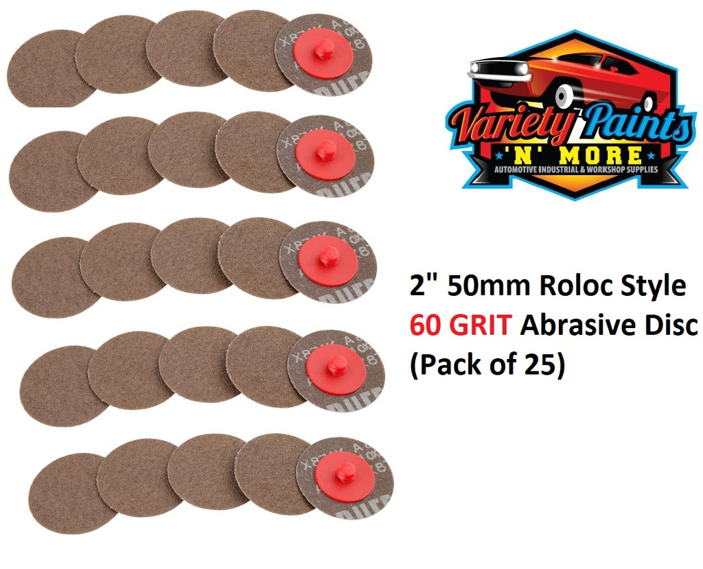 2" 50mm Roloc Style 60 GRIT Abrasive Disc (Pack of 25)