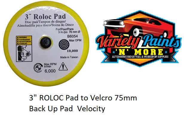 3" ROLOC Pad to Velcro 75mm Back Up Pad Velocity