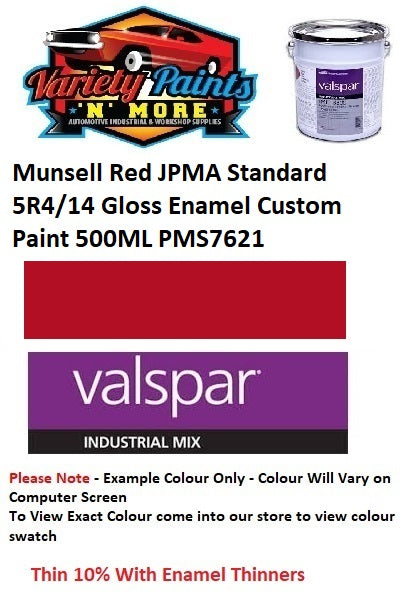 Munsell Red JPMA Standard 5R4/14 Gloss Enamel Custom Paint 500ML PMS7621