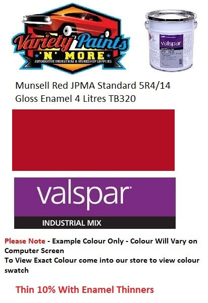 Munsell Red JPMA Standard 5R4/14 Gloss Enamel Custom Spray Paint 4 Litres PMS7621