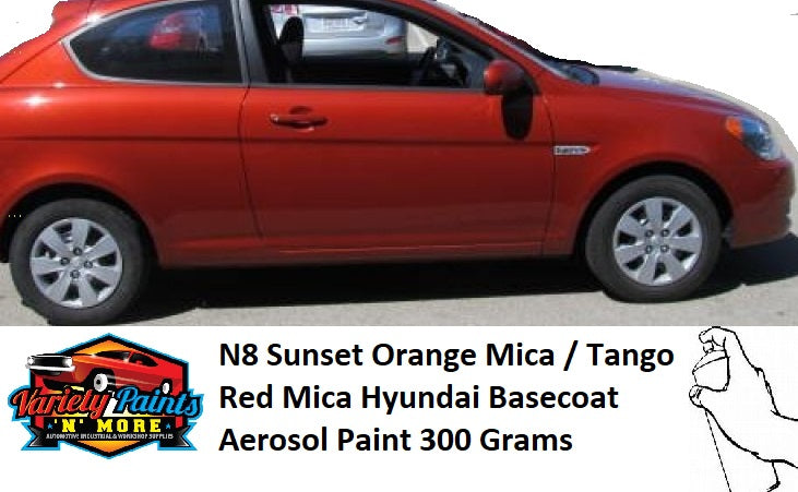 N8 Sunset Orange Mica / Tango Red Mica Hyundai Basecoat  Aerosol Paint 300 Grams