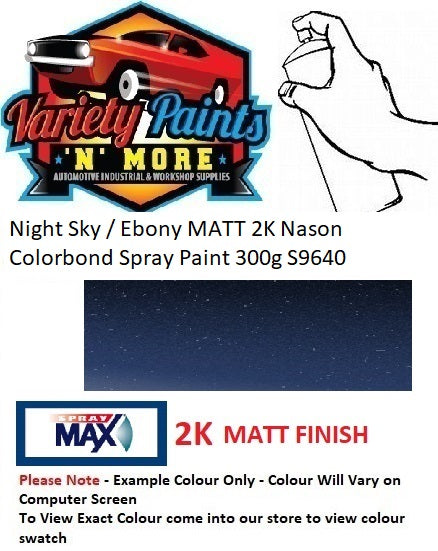 Night Sky / Ebony MATT 2K Nason Colorbond Spray Paint 300g S9640