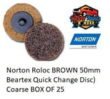 Norton Beartex Coarse BROWN 50mm Quick Change Disc Coarse BOX OF 25 Roloc Style