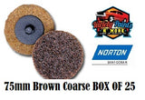 Norton Roloc BROWN 75mm Beartex Quick Change Disc COARSE BOX OF 25