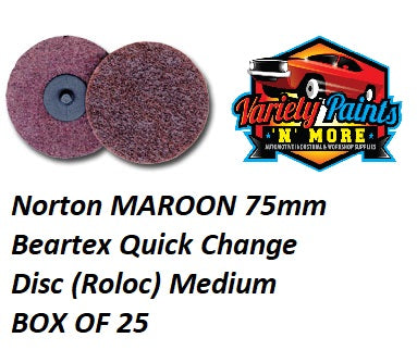 Norton Roloc MAROON 75mm Beartex Quick Change Disc Medium BOX OF 25