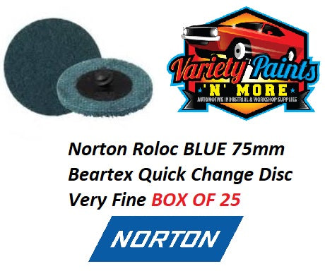 Norton Roloc BLUE 75mm Beartex Quick Change Disc Very Fine BOX OF 25