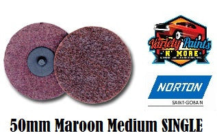 Norton Beartex Medium MAROON 50mm Quick Change Disc Medium SINGLE Roloc Style