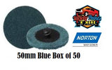 Norton Blue 50mm Beartex Quick Change Disc (Roloc) Very Fine Box of 50 