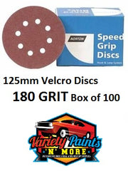 Norton 180 Grit 125mm Speed Grip Velcro Disc 8 Hole  Box 100