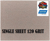 Norton No Fil Sand Paper 120 Grit Single Sheet
