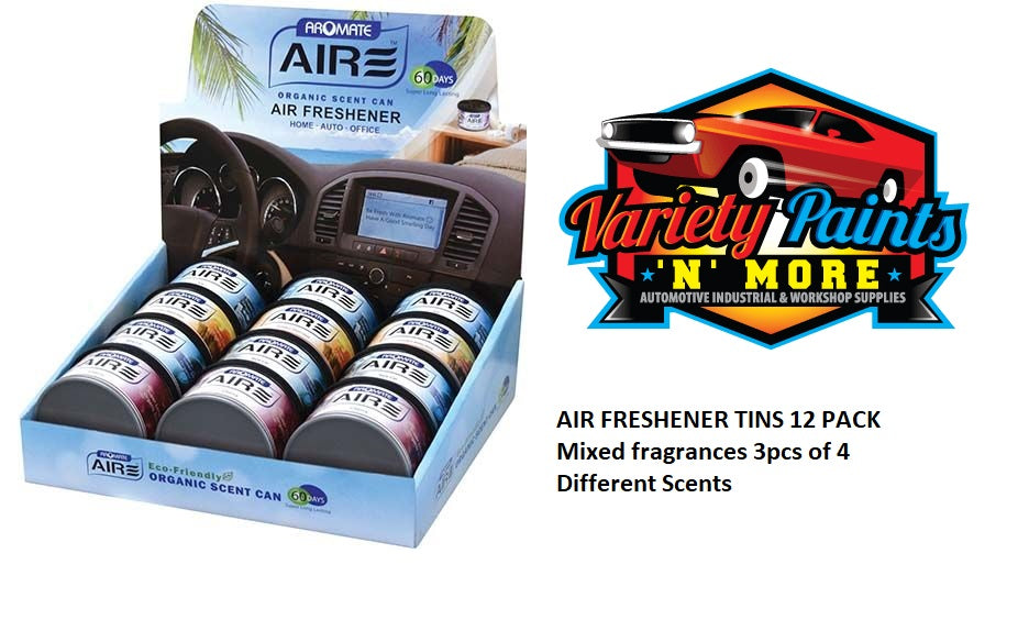 AIR FRESHENER TINS 12 PACK Mixed fragrances 3pcs of each