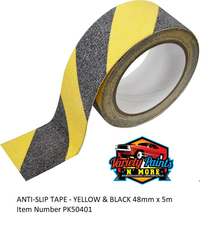 ANTI-SLIP TAPE - YELLOW & BLACK 48mm x 5m With Reflective Strip