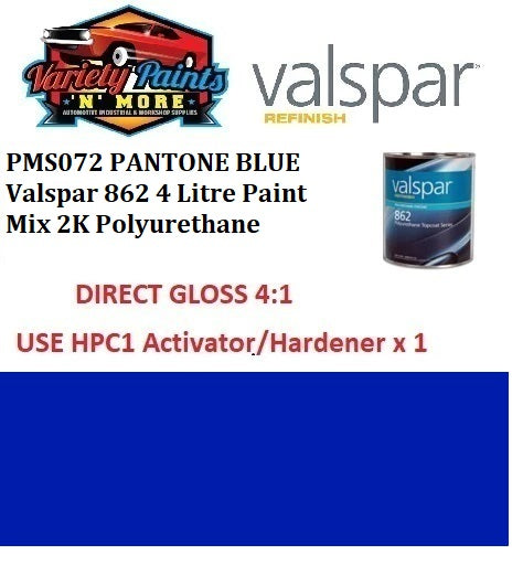 PMS072 PANTONE® BLUE Valspar 862 4 Litre Paint Mix 2K Polyurethane