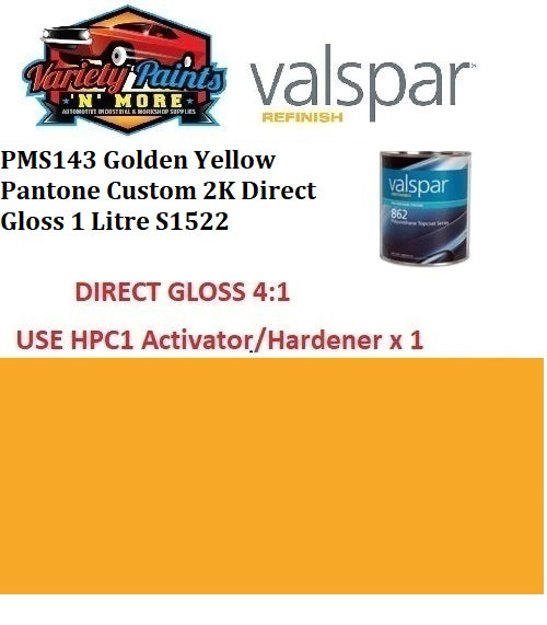 PMS143 PANTONE® Golden Yellow Custom 2K Direct Gloss 1 Litre S1522