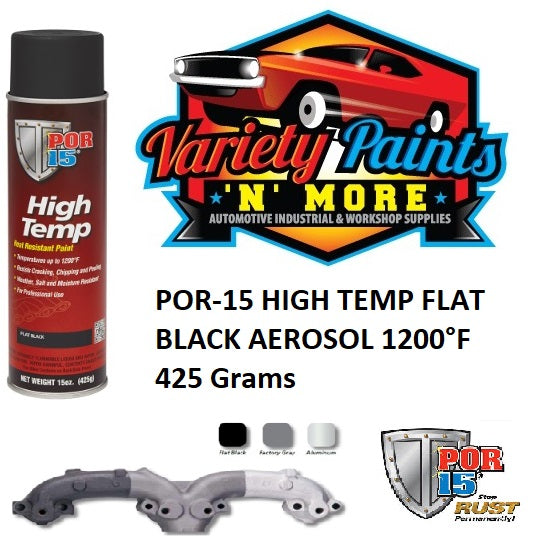 POR15 HIGH TEMP FLAT BLACK AEROSOL 1200°F 425 Grams xx SEE NOTES