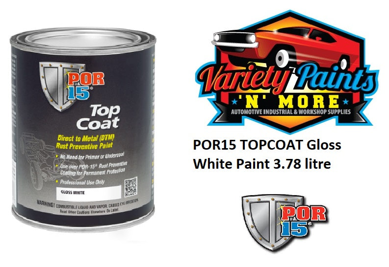 POR15 Topcoat Gloss White 3.78 Litre Paint 46801