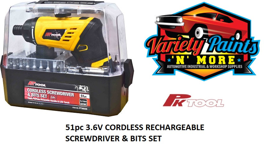 51pc 3.6V CORDLESS RECHARGEABLE SCREWDRIVER & BITS SET