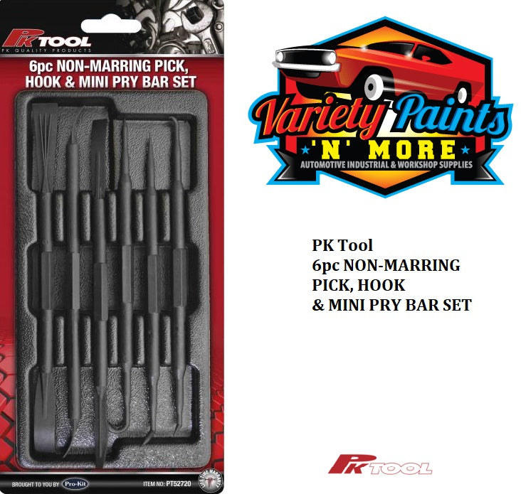 PKTool 6pc NON-MARRING PICK, HOOK & MINI PRY BAR SET