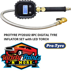 PROTYRE PY20102 8PC DIGITAL TYRE INFLATOR SET with LED TORCH 