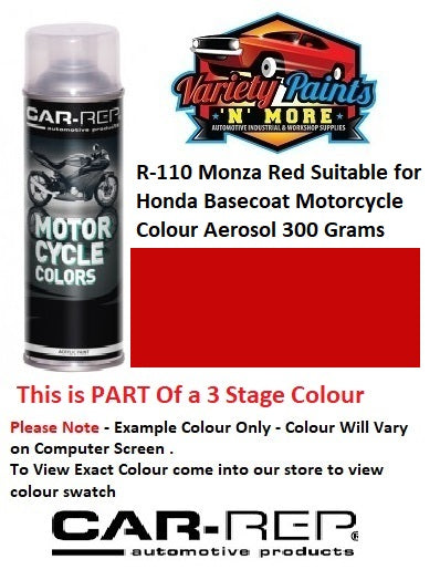 R-110 Monza Red Suitable for Honda Basecoat Motorcycle Colour Aerosol 300 Grams