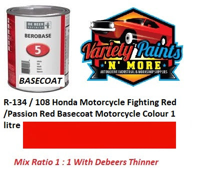R-134 / 108 Honda Motorcycle Fighting Red /Passion Red Basecoat Motorcycle Colour 1 litre