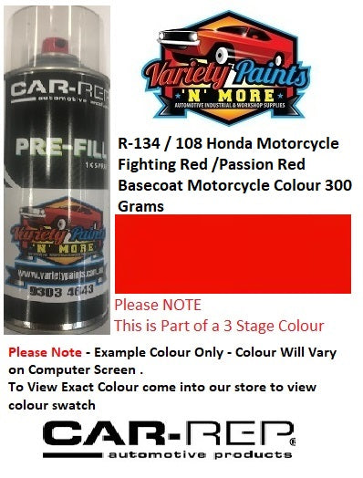 R-134 / 108 Honda Motorcycle Fighting Red /Passion Red Basecoat Motorcycle Colour 300 Grams