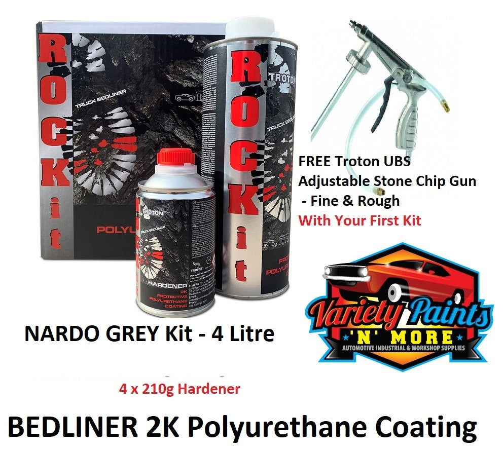 Troton Rangers 2K Polyurethane Bed Liner Protective Coating LY7C NARDO GREY Kit - 4 Bottle Kit