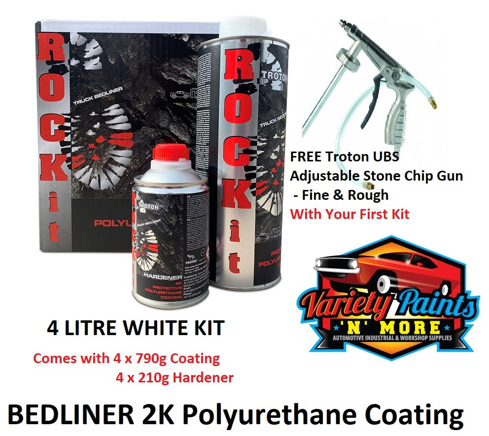 Troton Rangers 2K Polyurethane Bed Liner Protective Coating WHITE Kit - 4 Bottle Kit