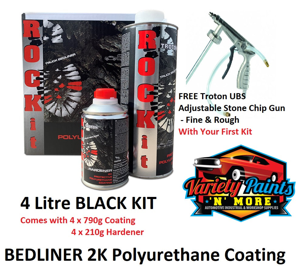 Troton Rangers 2K Protective Polyurethane Bed Liner BLACK 4 Bottle Kit