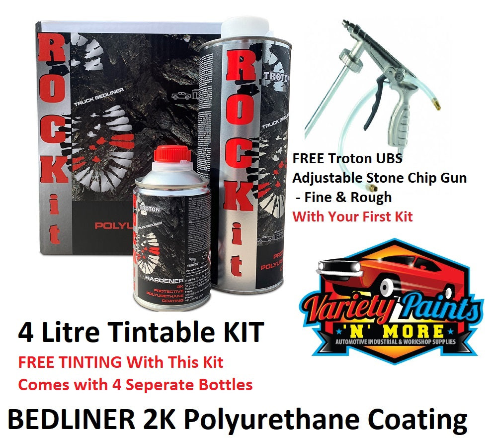 Troton Rangers 2K Polyurethane Bed Liner Protective Coating Tintable Kit - 4 Bottle Kit