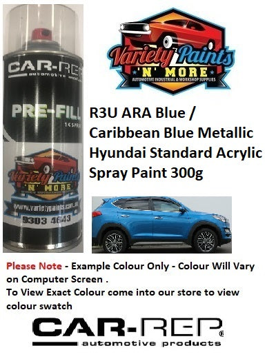 R3U ARA Blue / Caribbean Blue Metallic Hyundai Standard Acrylic Spray Paint 300g