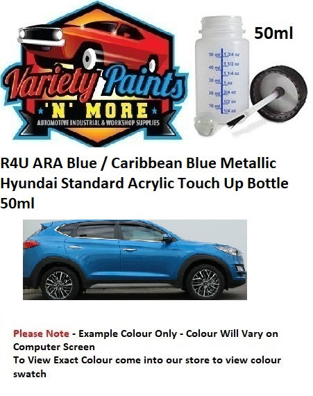 R3U/R5U ARA Blue / Caribbean Blue Metallic Hyundai Standard Acrylic Touch Up Bottle 50ml