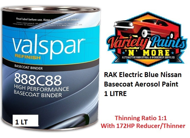 RAK Electric Blue Nissan Basecoat Aerosol Paint 1 LITRE