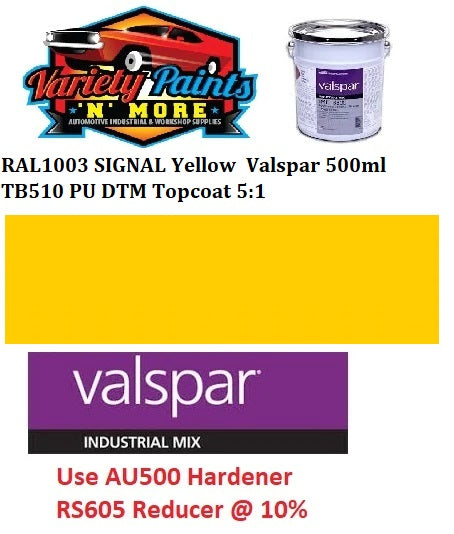 RAL1003 Yellow Valspar 500ml TB510 PU DTM Topcoat 5:1 Group 1