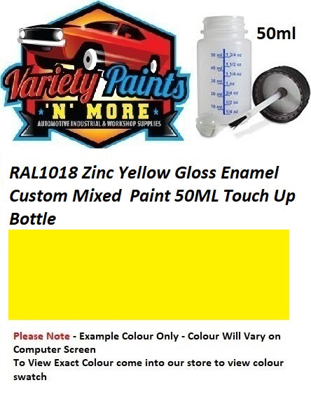 RAL1018 Zinc Yellow Custom Mixed 50ML Touch Up Bottle with Brush 