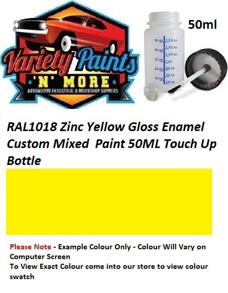 RAL1018 Zinc Yellow Custom Mixed 50ML Touch Up Bottle with Brush