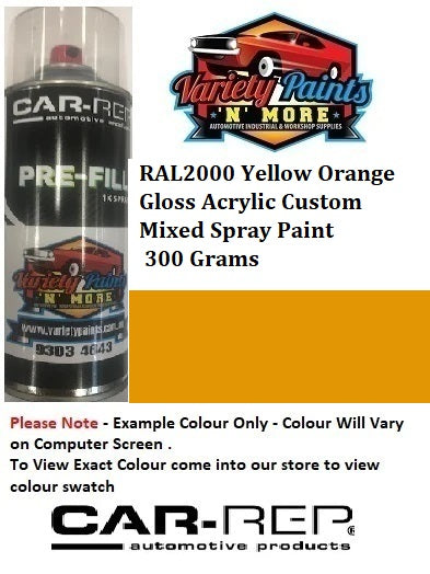 RAL2000 Yellow Orange Gloss Acrylic Custom Mixed Spray Paint 300 Grams