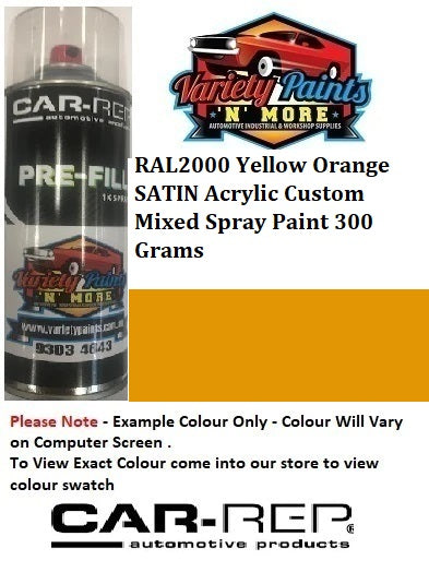 RAL2000 Yellow Orange SATIN Acrylic Custom Mixed Spray Paint 300 Grams