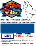 RAL 5017 Traffic Blue Custom 2K Direct Gloss Mixed Spray Paint 300 Grams 