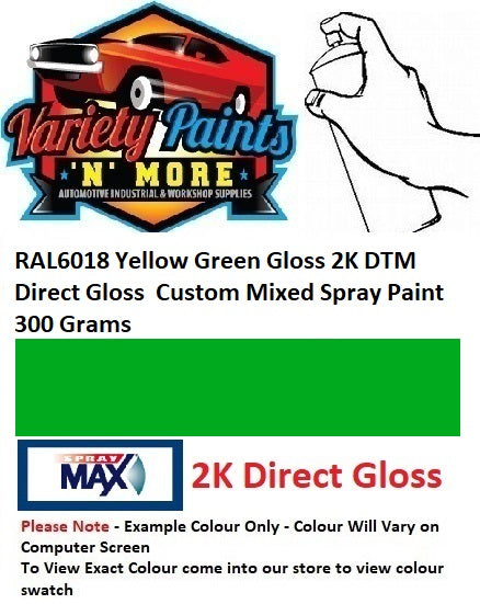 RAL6018 Yellow Green Gloss 2K DTM Direct Gloss  Custom Mixed Spray Paint 300 Grams