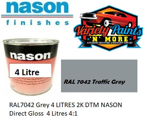 RAL7042 Grey 4 LITRES 2K DTM NASON Direct Gloss  4 Litres 4:1